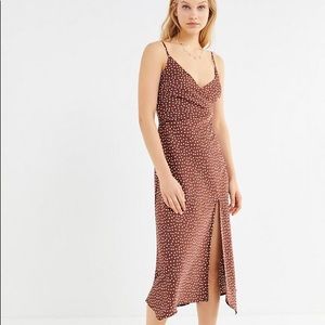 Urban Outfitters brown polka dot midi dress